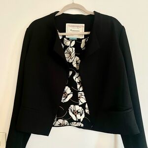 Cartonnier Black Women's Jacket with Floral Lining